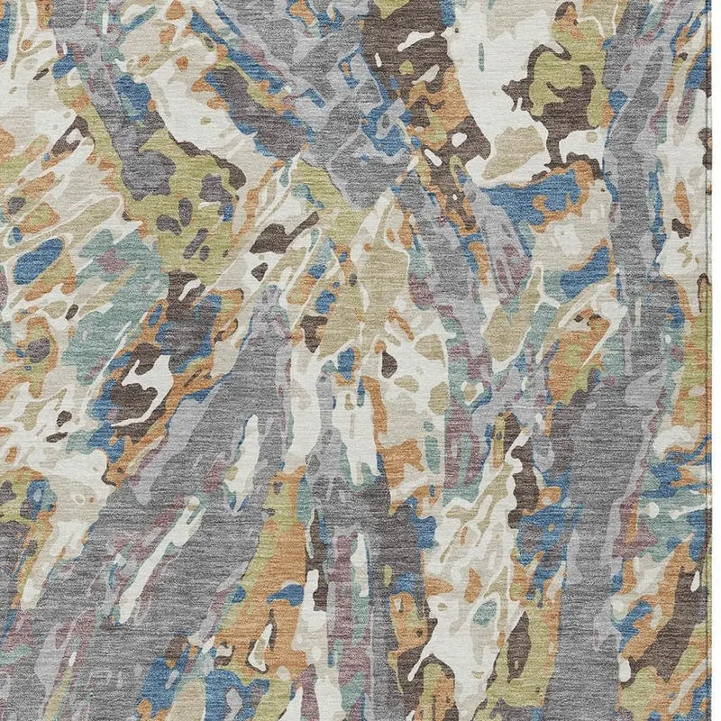 5' X 8' Gray And Copper Abstract Washable Indoor Outdoor Area Rug Homeroots Outdoor