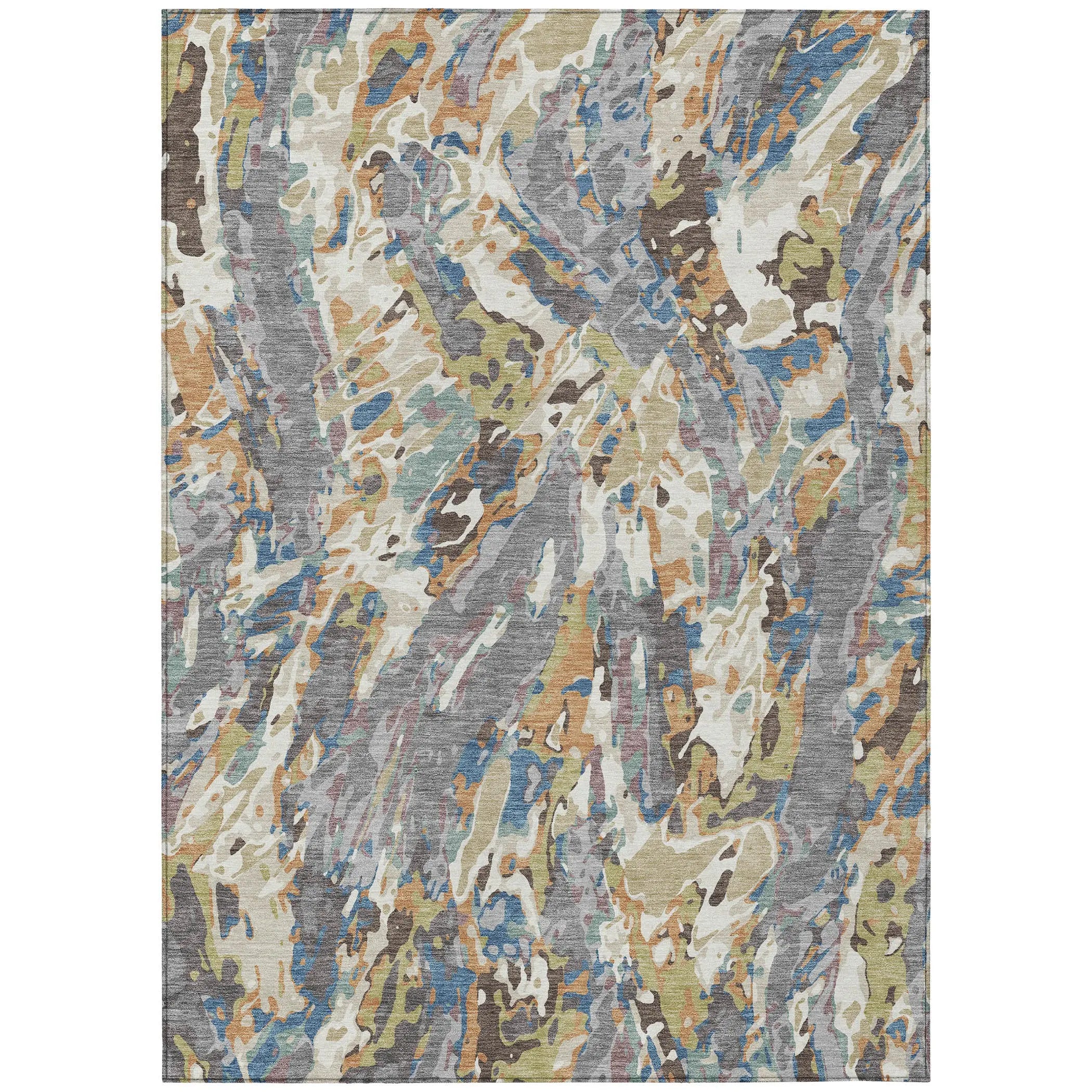 5' X 8' Gray And Copper Abstract Washable Indoor Outdoor Area Rug Homeroots Outdoor