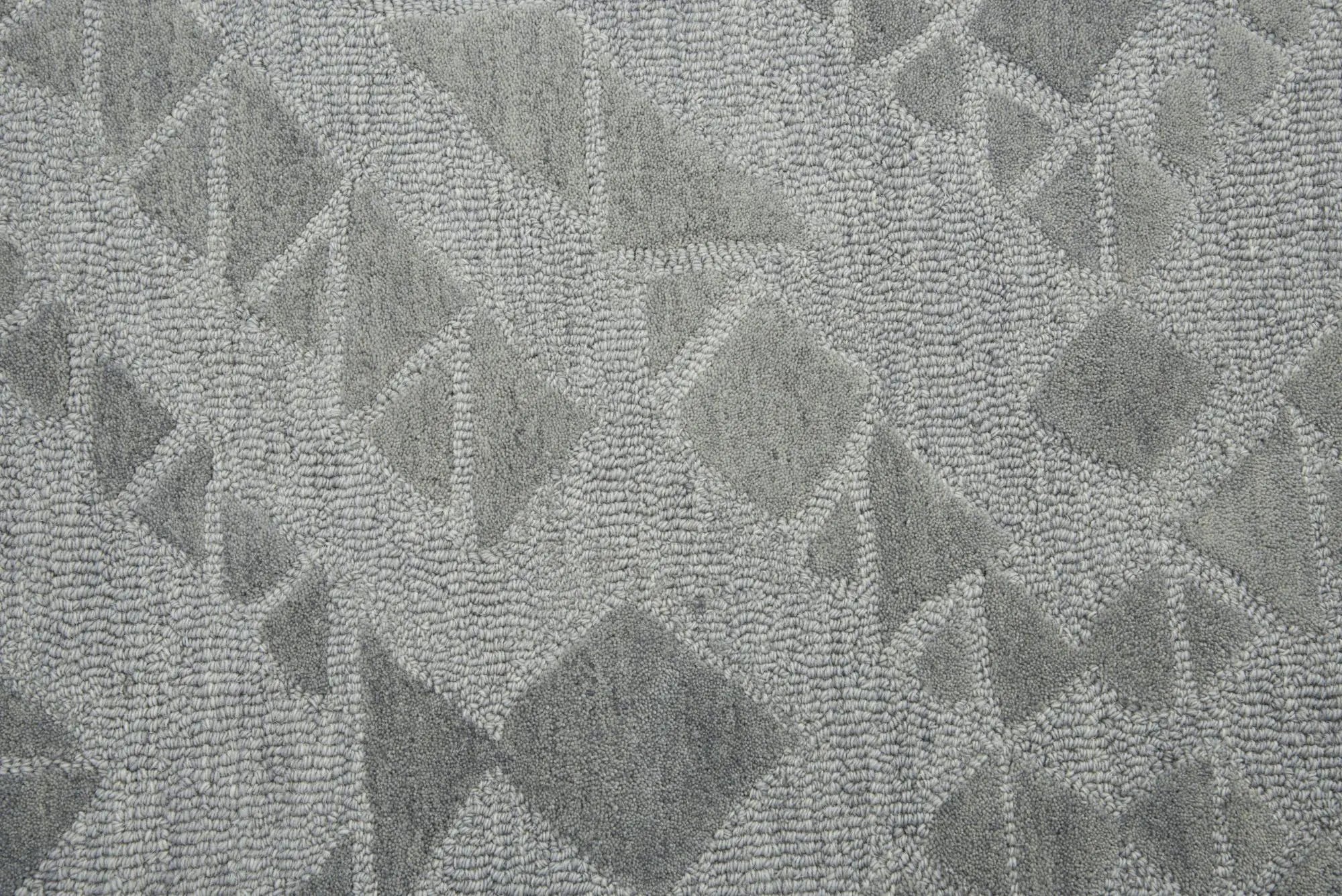 5' X 8' Gray And Dark Gray Wool Geometric Hand Tufted Area Rug Homeroots Home Decor