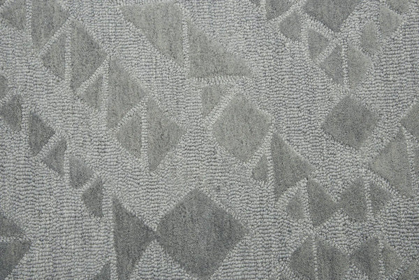 5' X 8' Gray And Dark Gray Wool Geometric Hand Tufted Area Rug Homeroots Home Decor
