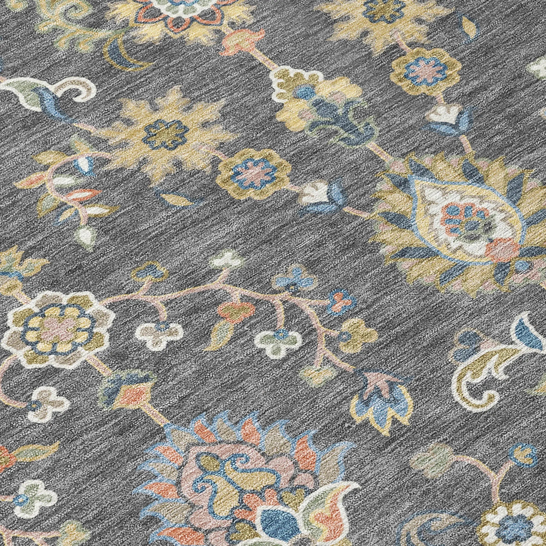 5' X 8' Gray And Denim Blue Abstract Washable Indoor Outdoor Area Rug Homeroots Outdoor
