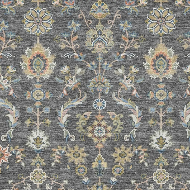 5' X 8' Gray And Denim Blue Abstract Washable Indoor Outdoor Area Rug Homeroots Outdoor