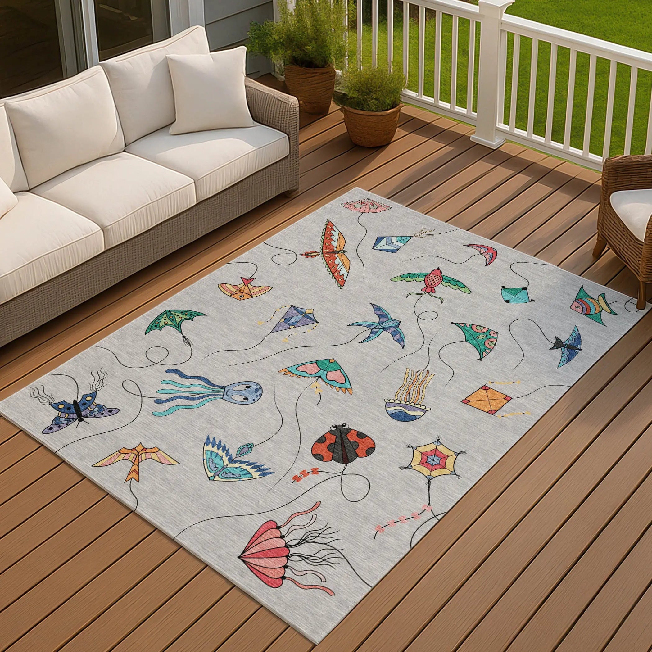 5' X 8' Gray And Gold Geometric Washable Indoor Outdoor Area Rug Homeroots Outdoor