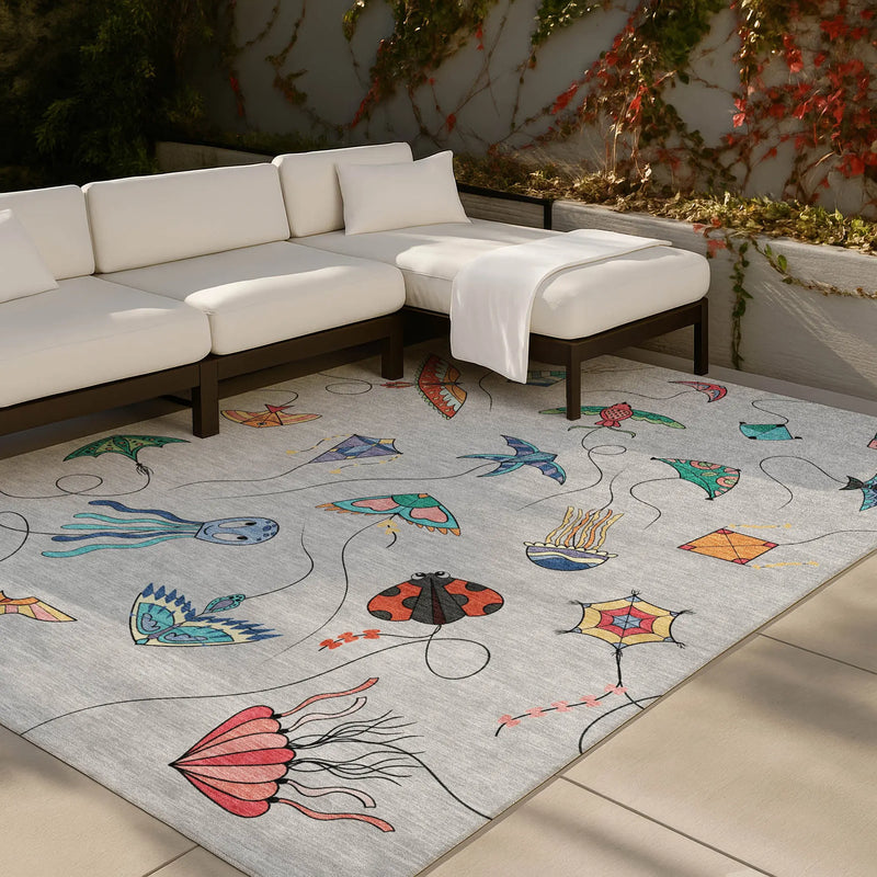 5' X 8' Gray And Gold Geometric Washable Indoor Outdoor Area Rug Homeroots Outdoor