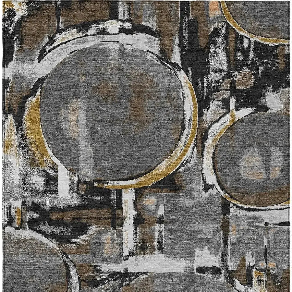 5' X 8' Gray And Graphite Abstract Washable Indoor Outdoor Area Rug Homeroots Outdoor