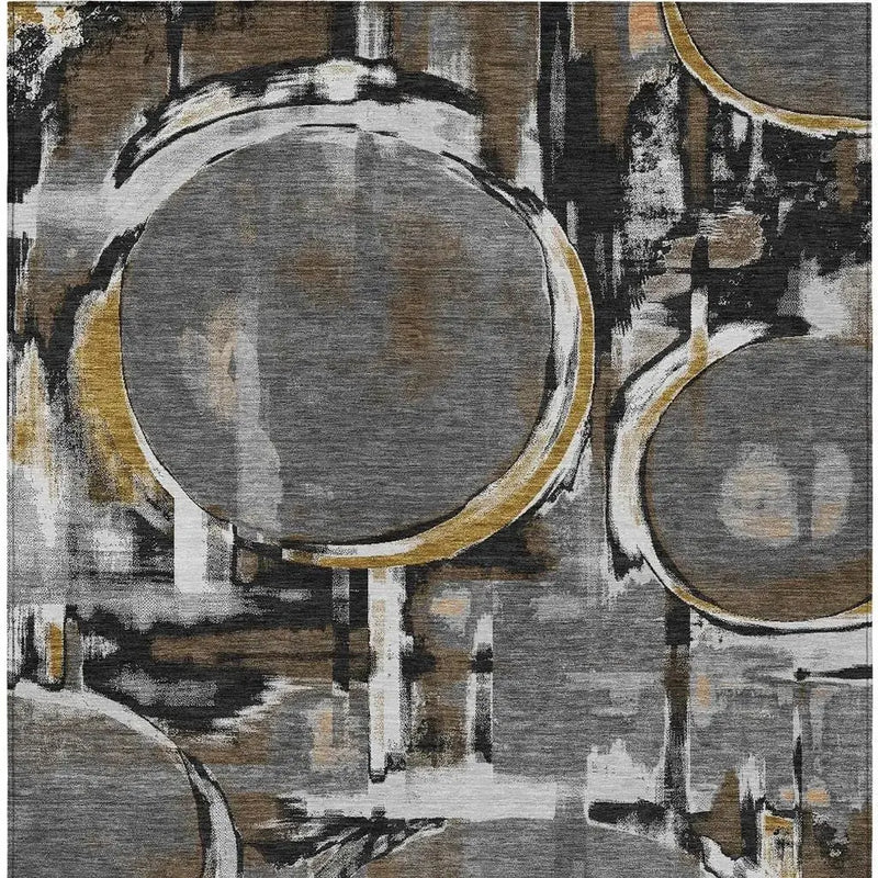 5' X 8' Gray And Graphite Abstract Washable Indoor Outdoor Area Rug Homeroots Outdoor