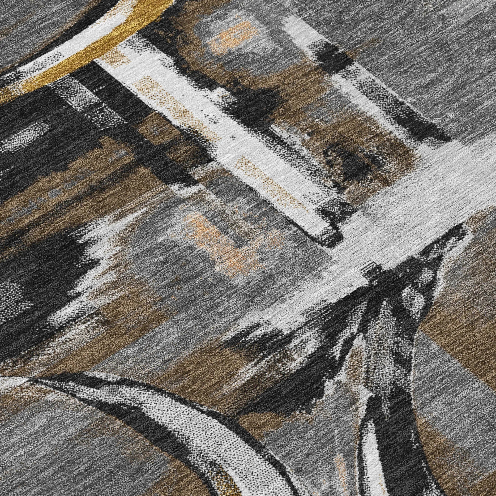 5' X 8' Gray And Graphite Abstract Washable Indoor Outdoor Area Rug Homeroots Outdoor