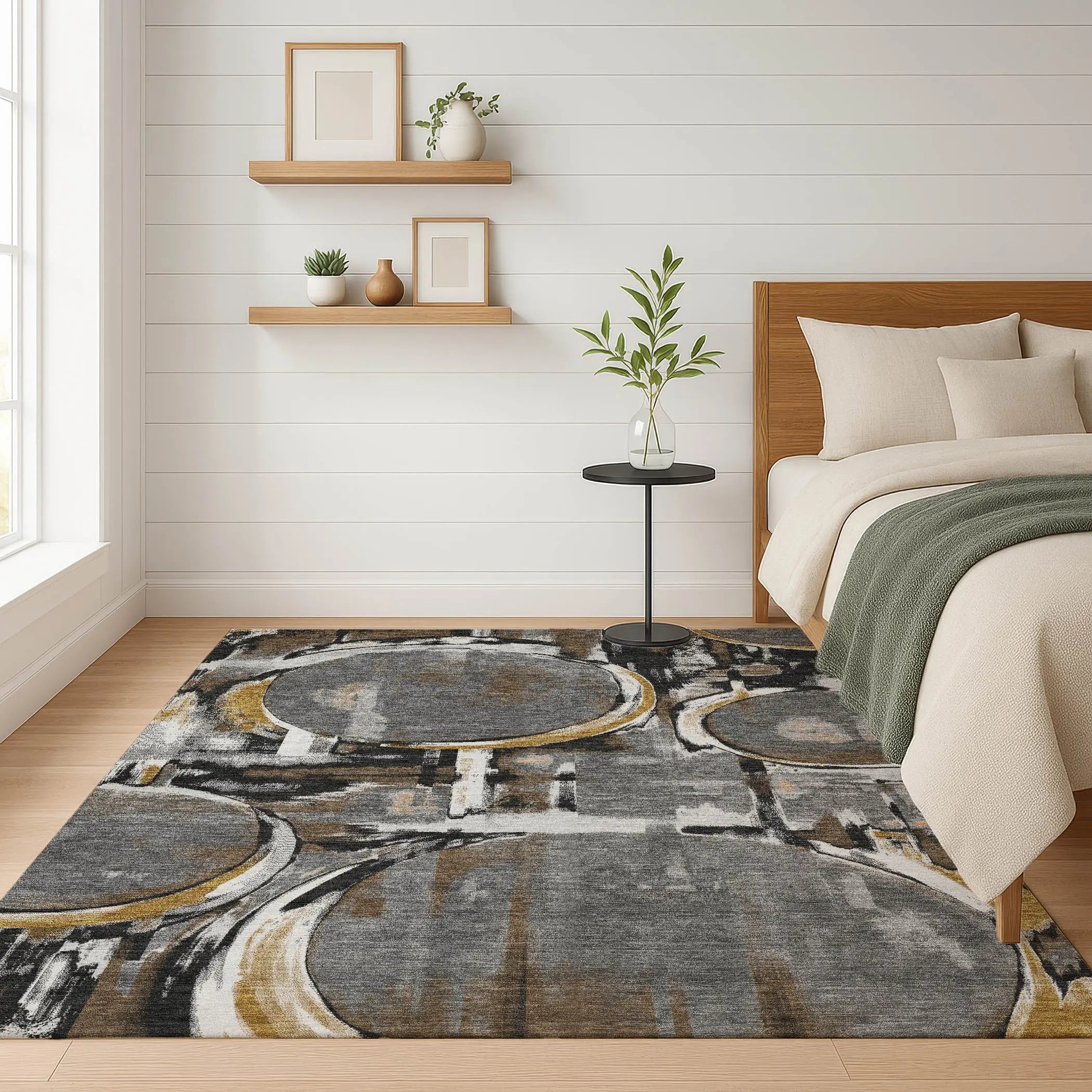 5' X 8' Gray And Graphite Abstract Washable Indoor Outdoor Area Rug Homeroots Outdoor