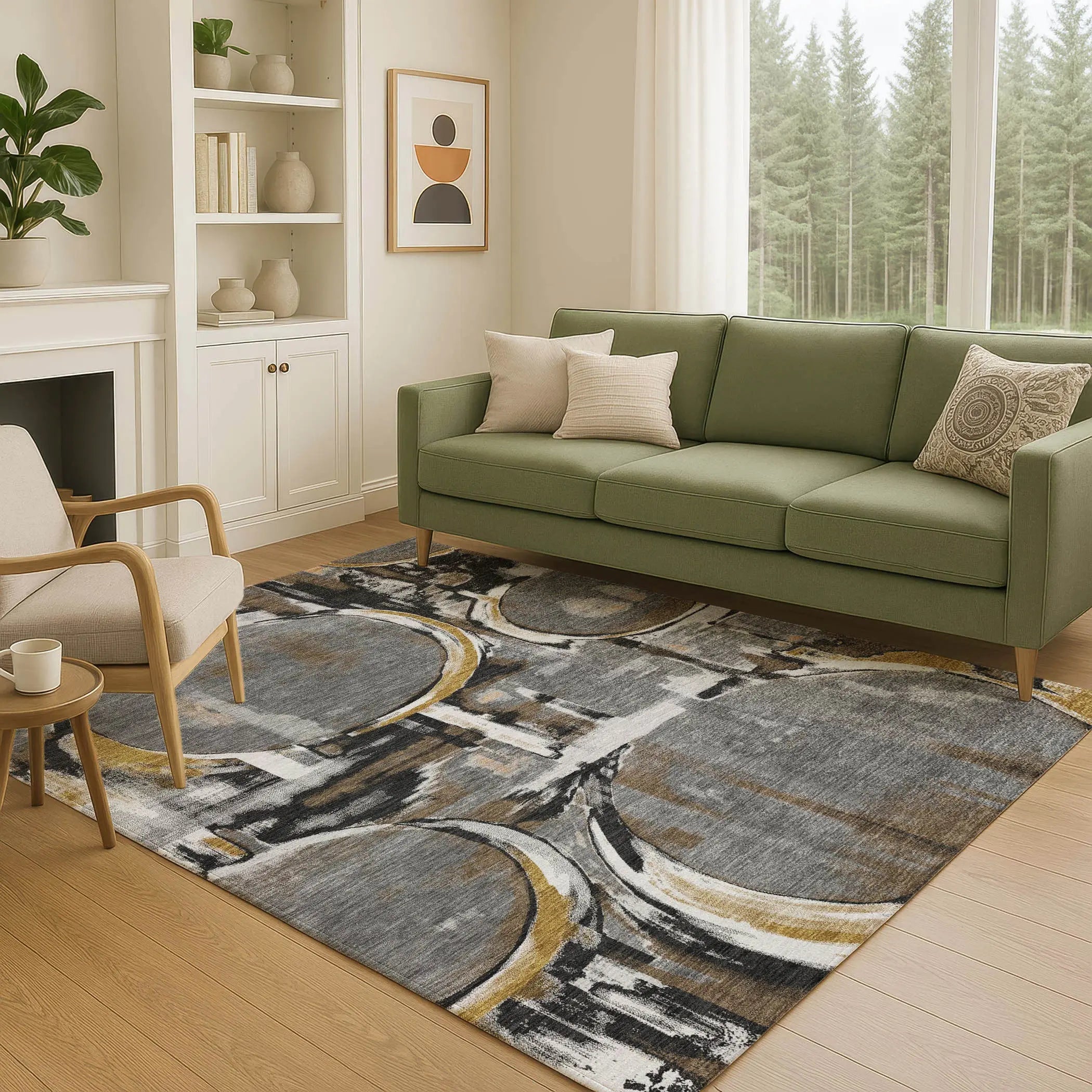 5' X 8' Gray And Graphite Abstract Washable Indoor Outdoor Area Rug Homeroots Outdoor