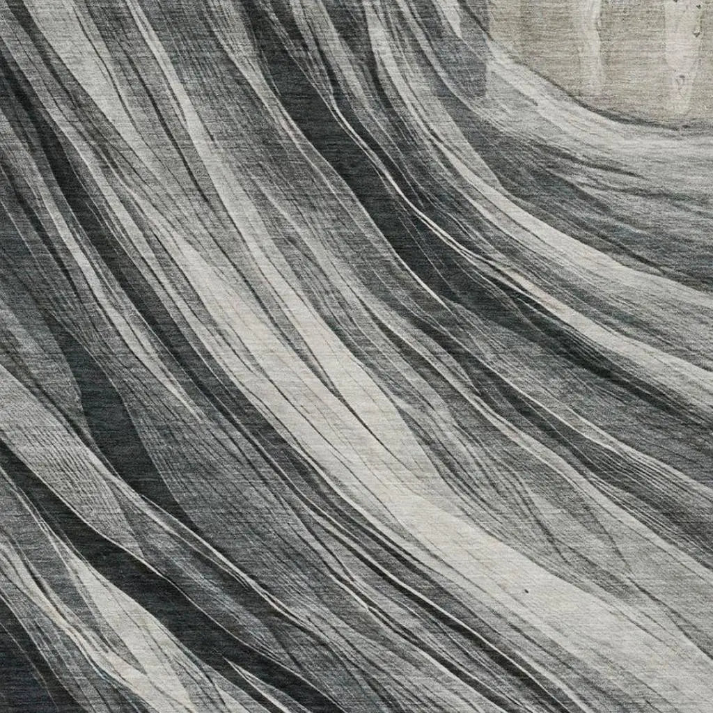 5' X 8' Gray And Graphite Abstract Washable Indoor Outdoor Area Rug Homeroots Outdoor
