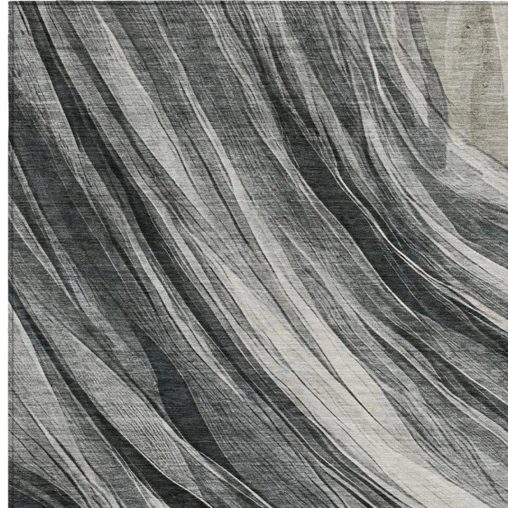 5' X 8' Gray And Graphite Abstract Washable Indoor Outdoor Area Rug Homeroots Outdoor