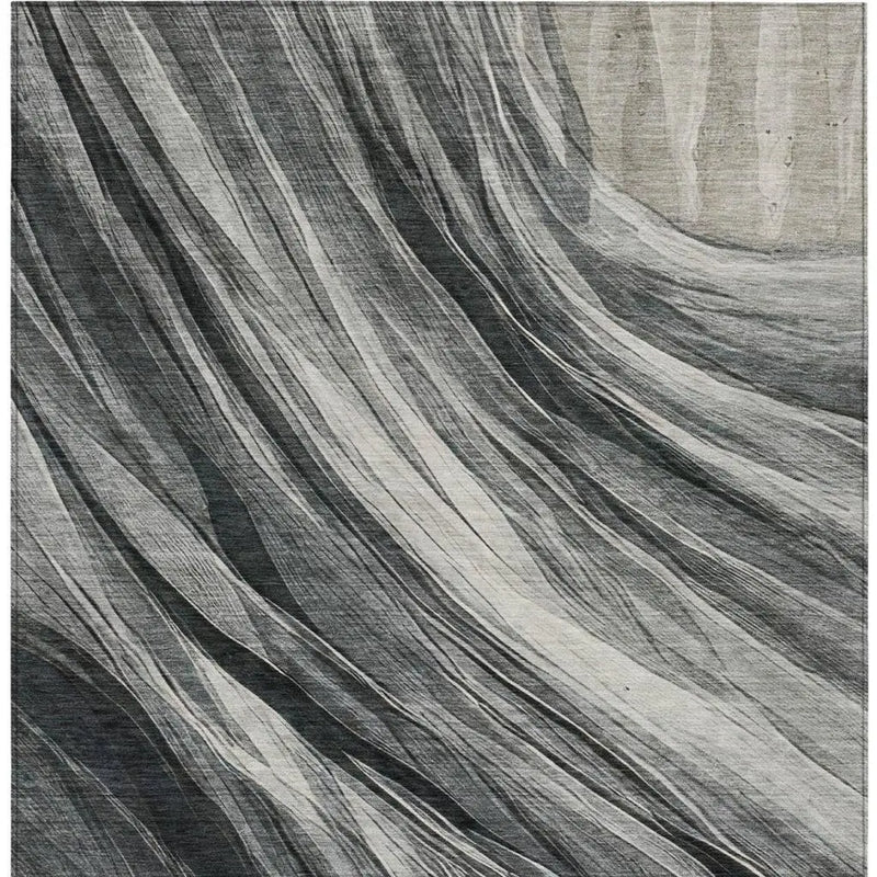 5' X 8' Gray And Graphite Abstract Washable Indoor Outdoor Area Rug Homeroots Outdoor