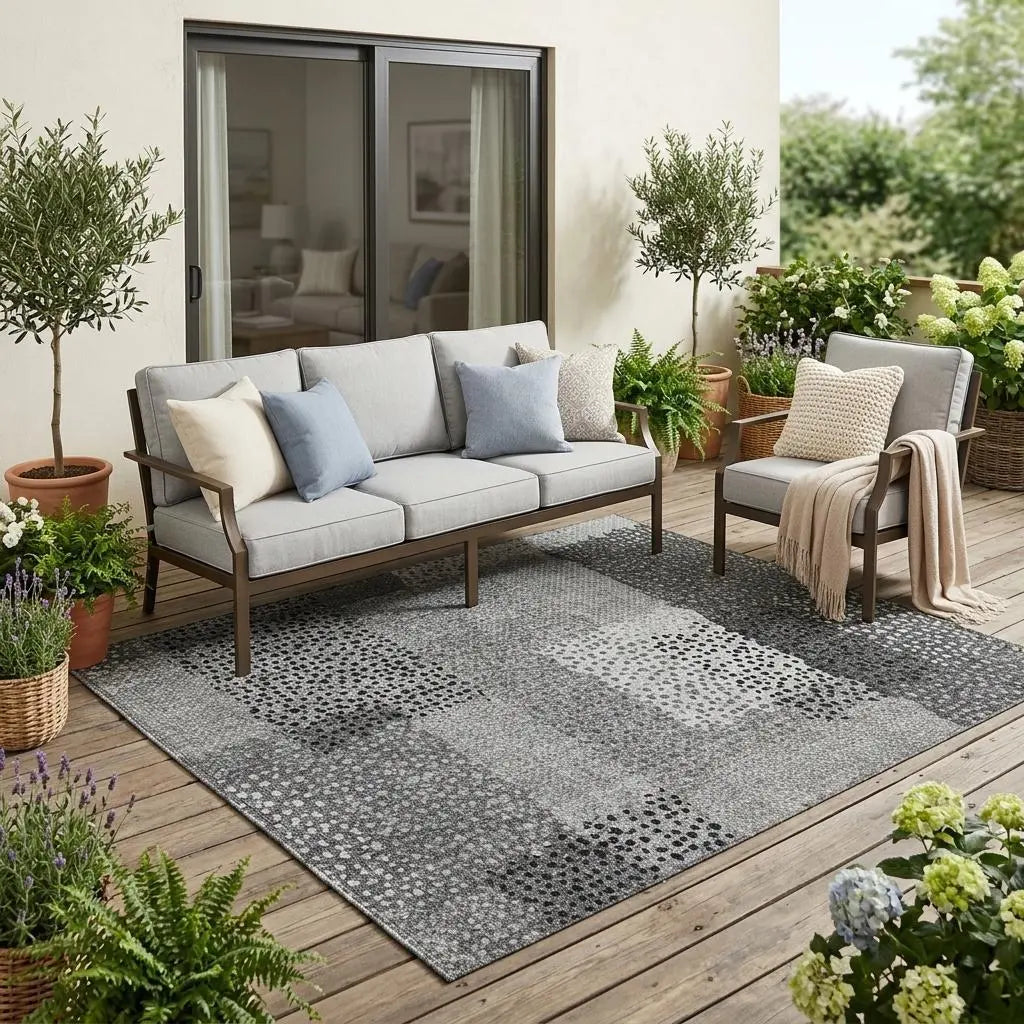 5' X 8' Gray And Graphite Abstract Washable Indoor Outdoor Area Rug Homeroots Outdoor