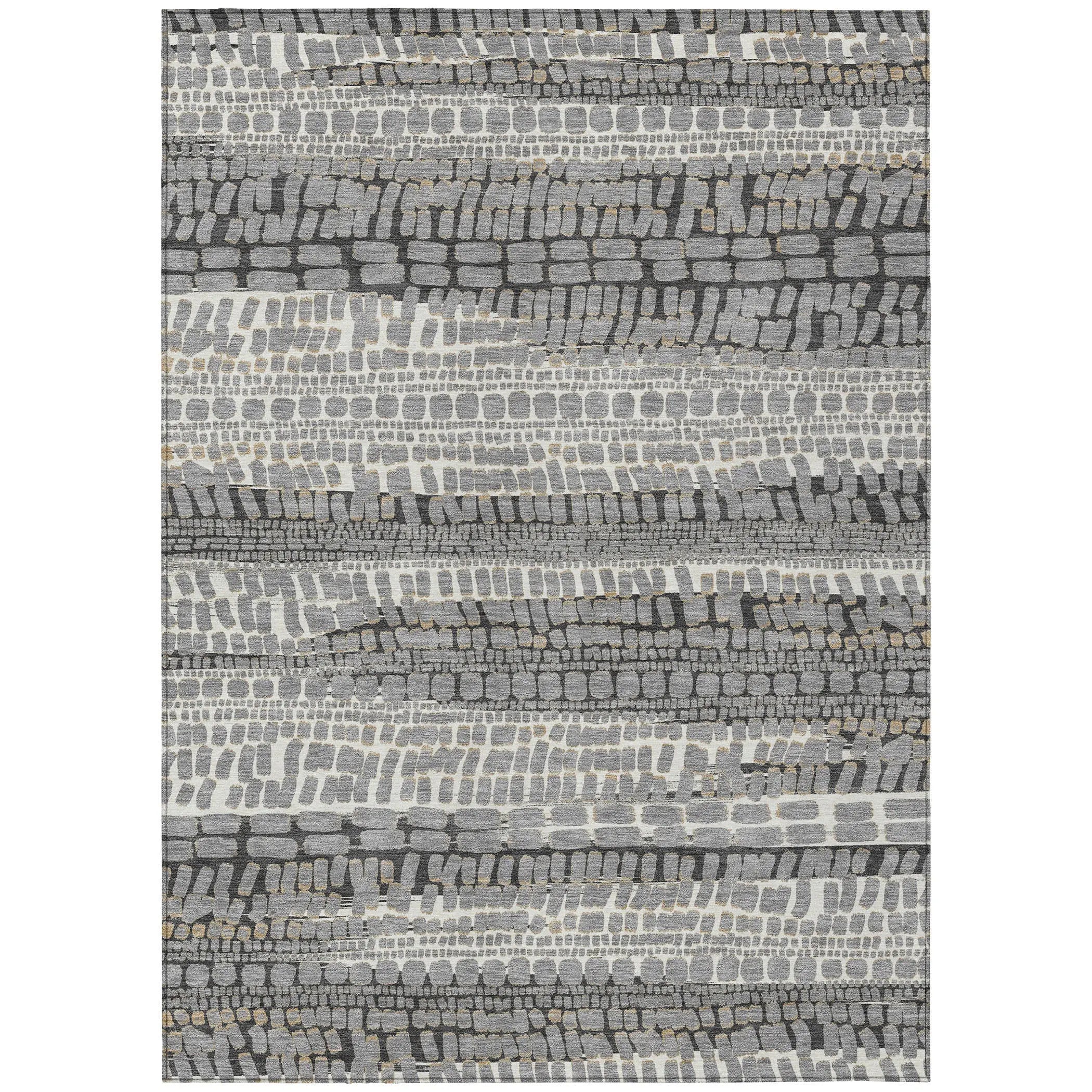 5' X 8' Gray And Graphite Abstract Washable Indoor Outdoor Area Rug Homeroots Outdoor