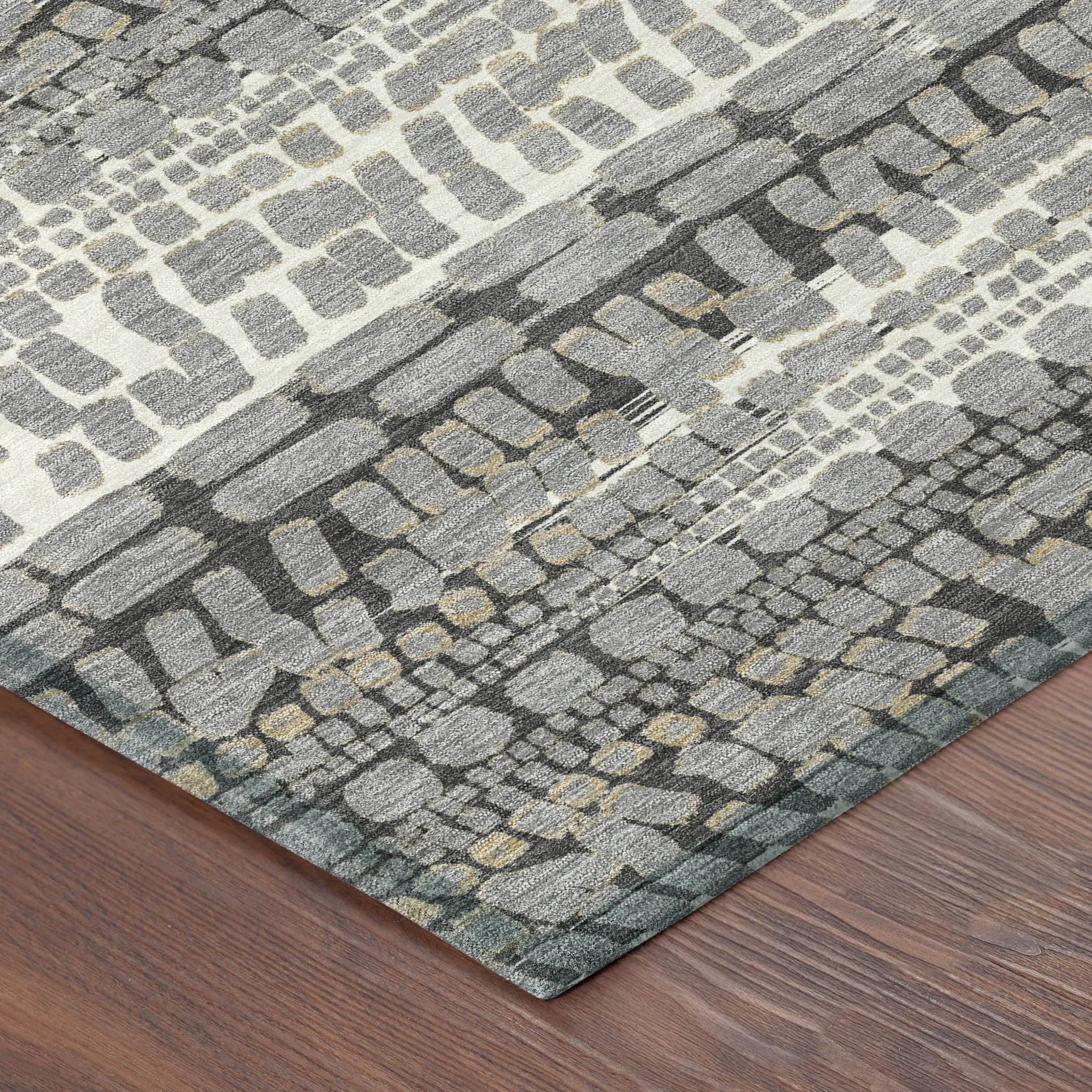5' X 8' Gray And Graphite Abstract Washable Indoor Outdoor Area Rug Homeroots Outdoor