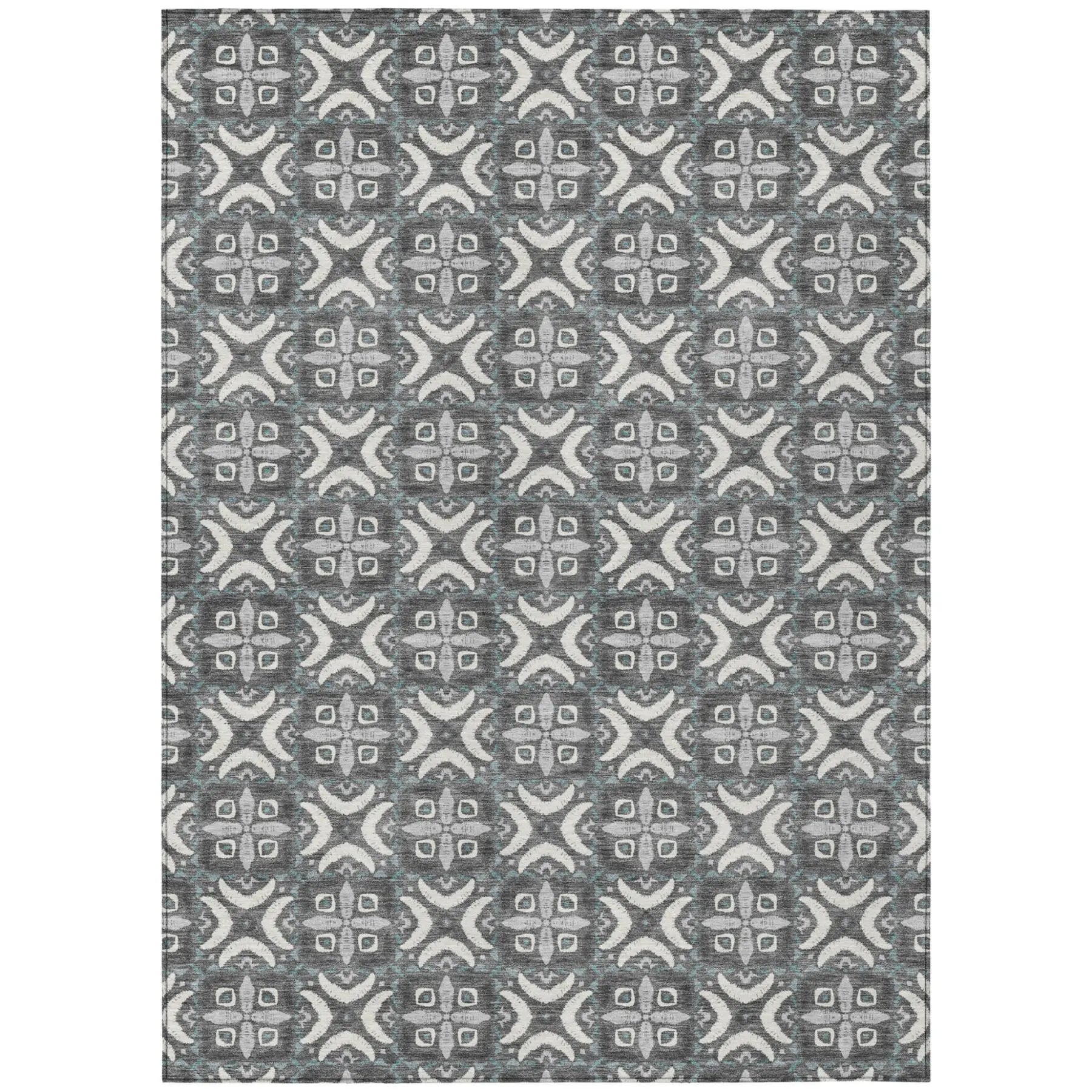 5' X 8' Gray And Graphite Geometric Washable Indoor Outdoor Area Rug Homeroots Outdoor