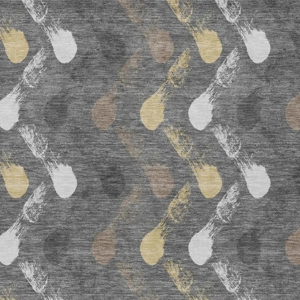 5' X 8' Gray And Graphite Geometric Washable Indoor Outdoor Area Rug Homeroots Outdoor