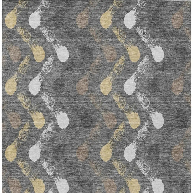 5' X 8' Gray And Graphite Geometric Washable Indoor Outdoor Area Rug Homeroots Outdoor