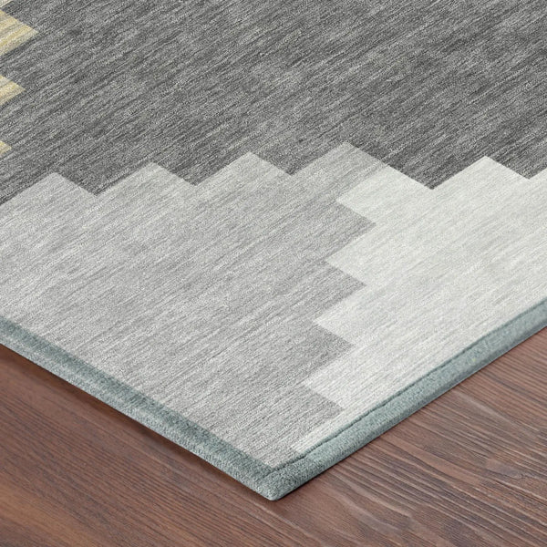 5' X 8' Gray And Graphite Geometric Washable Indoor Outdoor Area Rug Homeroots Outdoor