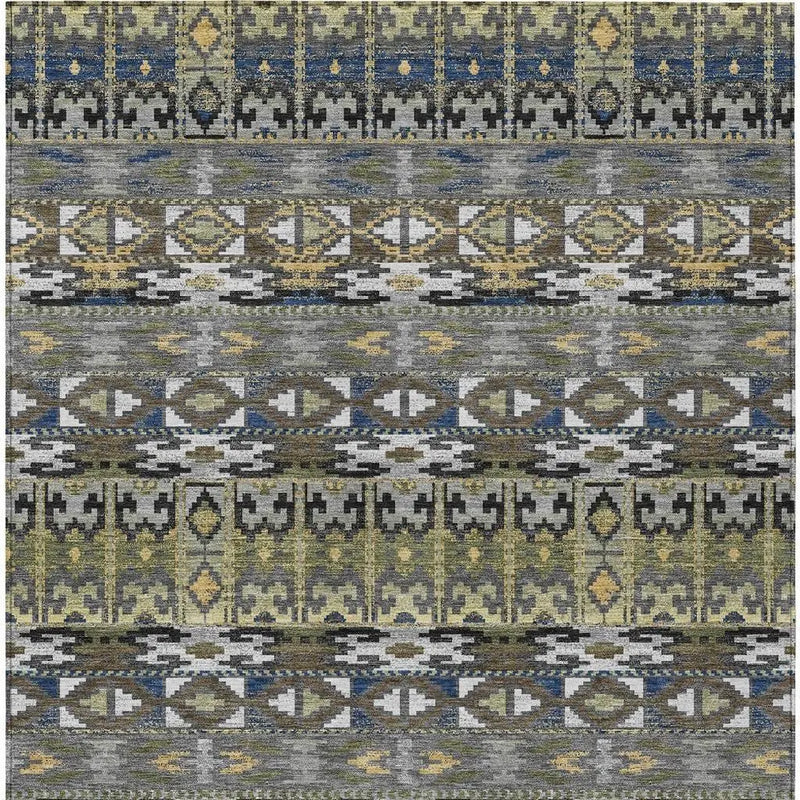 5' X 8' Gray And Graphite Geometric Washable Indoor Outdoor Area Rug Homeroots Outdoor