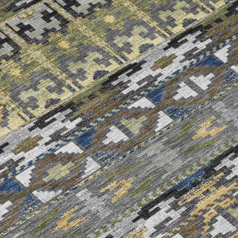 5' X 8' Gray And Graphite Geometric Washable Indoor Outdoor Area Rug Homeroots Outdoor