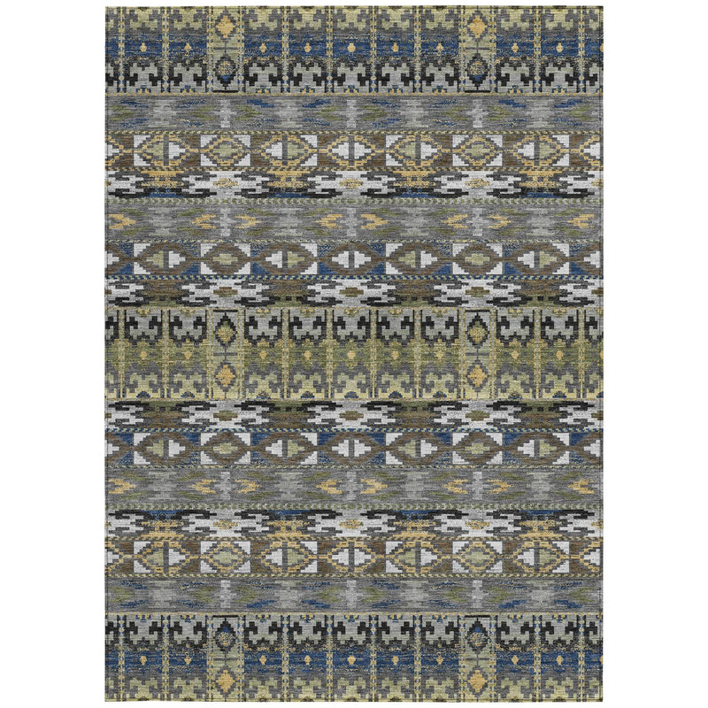 5' X 8' Gray And Graphite Geometric Washable Indoor Outdoor Area Rug Homeroots Outdoor