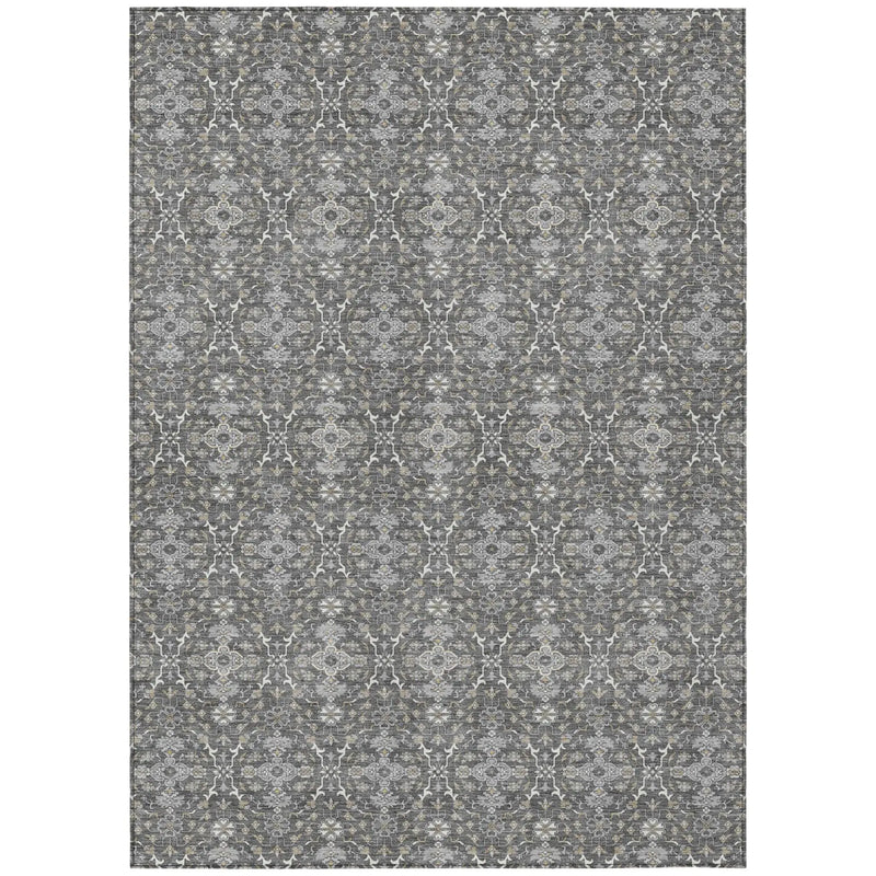 5' X 8' Gray And Graphite Oriental Washable Indoor Outdoor Area Rug Homeroots Outdoor