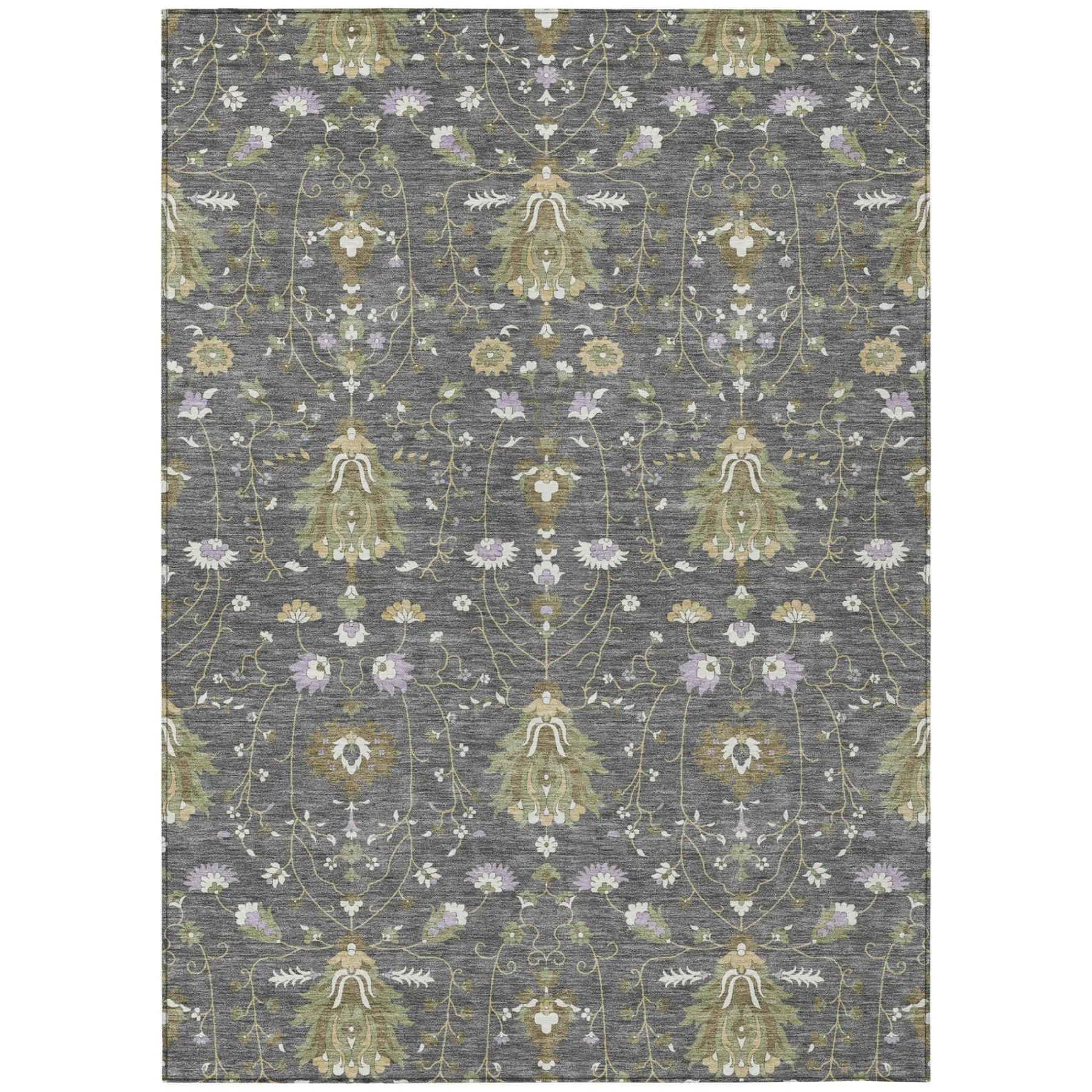 5' X 8' Gray And Graphite Oriental Washable Indoor Outdoor Area Rug Homeroots Outdoor