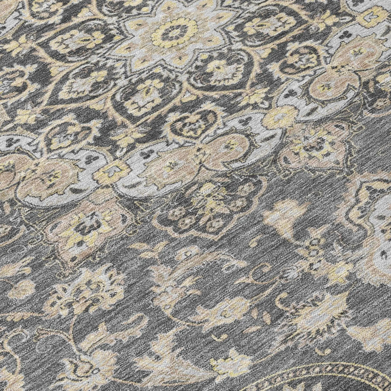 5' X 8' Gray And Graphite Oriental Washable Indoor Outdoor Area Rug Homeroots Outdoor