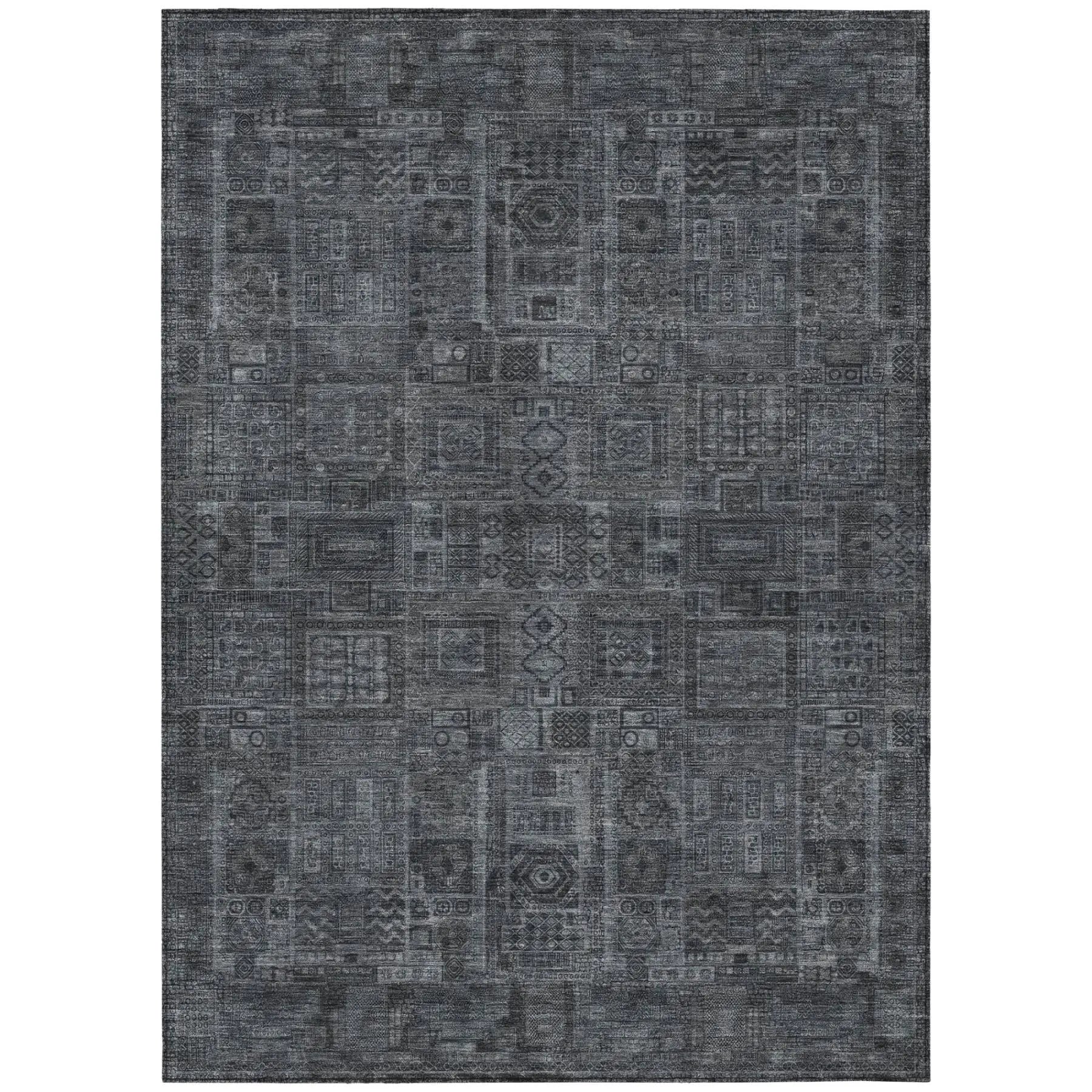 5' X 8' Gray And Graphite Oriental Washable Indoor Outdoor Area Rug Homeroots Outdoor