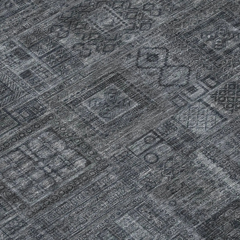 5' X 8' Gray And Graphite Oriental Washable Indoor Outdoor Area Rug Homeroots Outdoor
