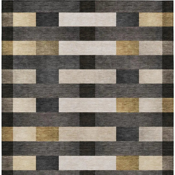 5' X 8' Gray And Graphite Striped Washable Indoor Outdoor Area Rug Homeroots Outdoor