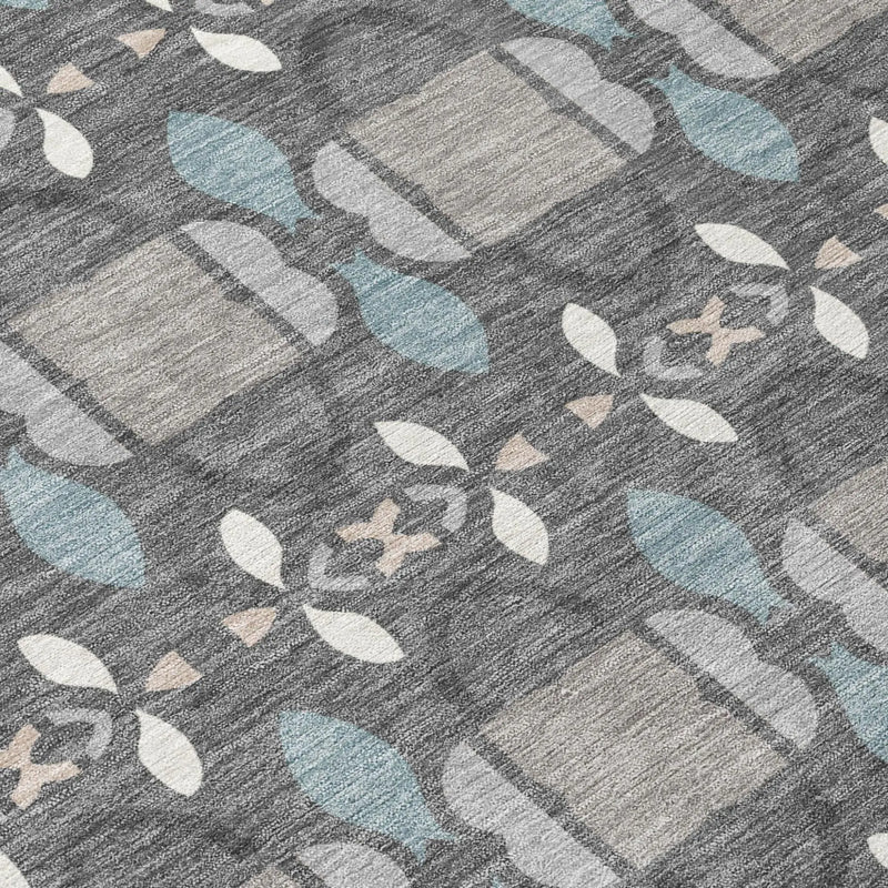 5' X 8' Gray And Graphite Striped Washable Indoor Outdoor Area Rug Homeroots Outdoor
