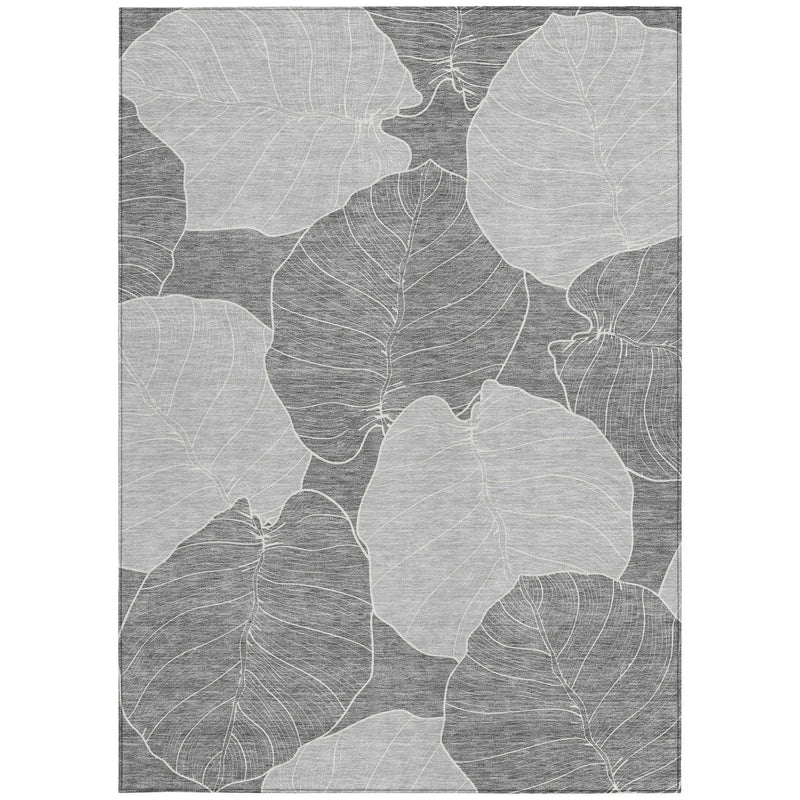 5' X 8' Gray And Ivory Floral Washable Indoor Outdoor Area Rug Homeroots Outdoor