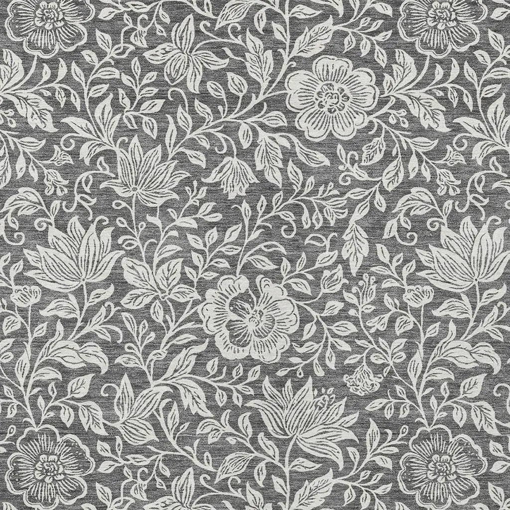 5' X 8' Gray And Ivory Floral Washable Indoor Outdoor Area Rug Homeroots Outdoor