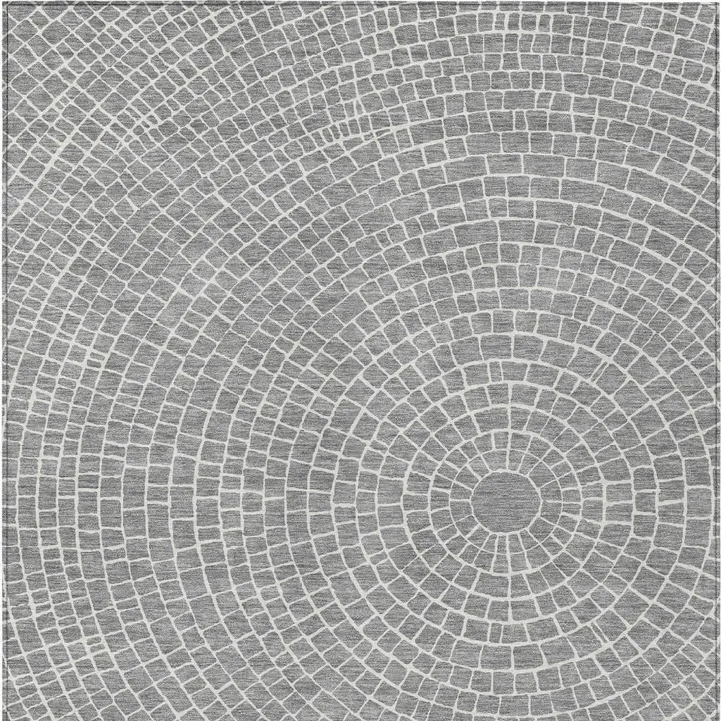 5' X 8' Gray And Ivory Geometric Washable Indoor Outdoor Area Rug Homeroots Outdoor