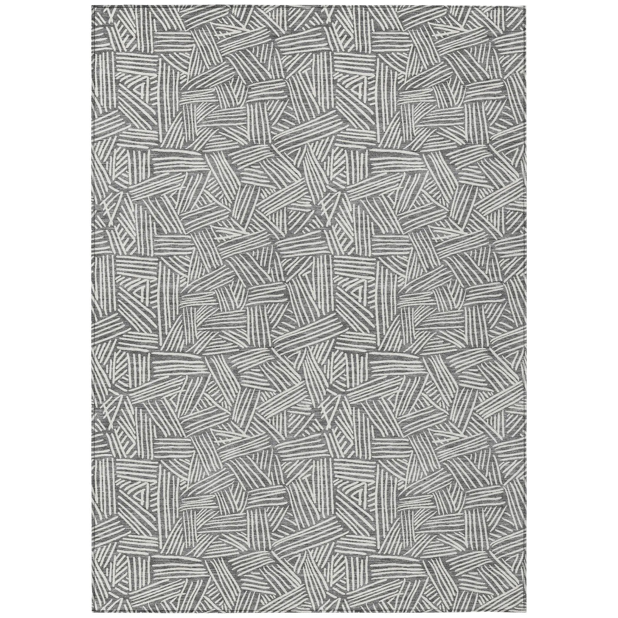 5' X 8' Gray And Ivory Geometric Washable Indoor Outdoor Area Rug Homeroots Outdoor