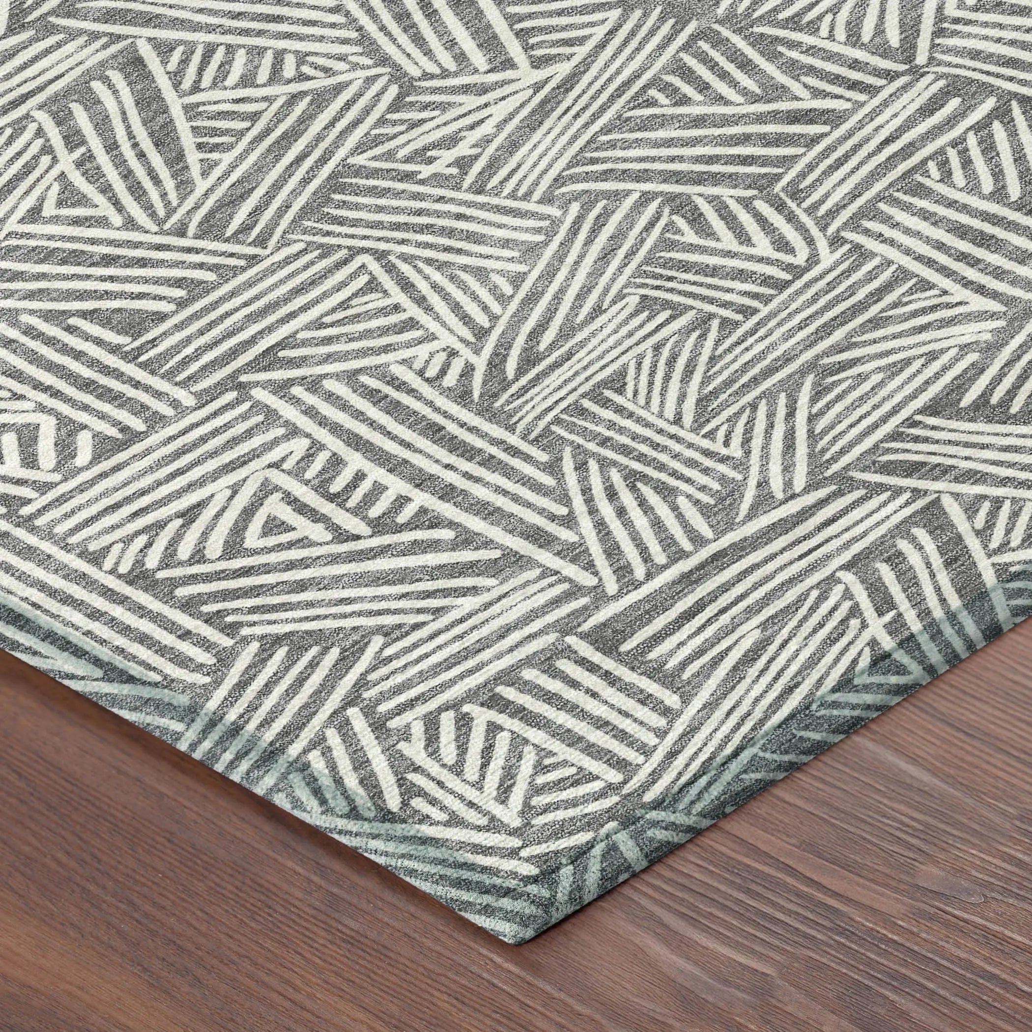 5' X 8' Gray And Ivory Geometric Washable Indoor Outdoor Area Rug Homeroots Outdoor