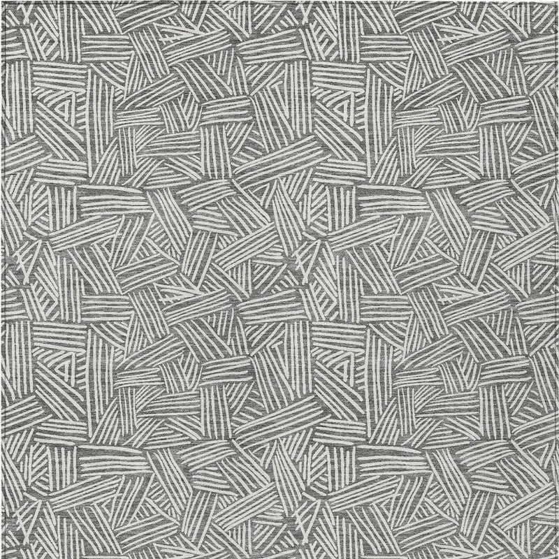 5' X 8' Gray And Ivory Geometric Washable Indoor Outdoor Area Rug Homeroots Outdoor