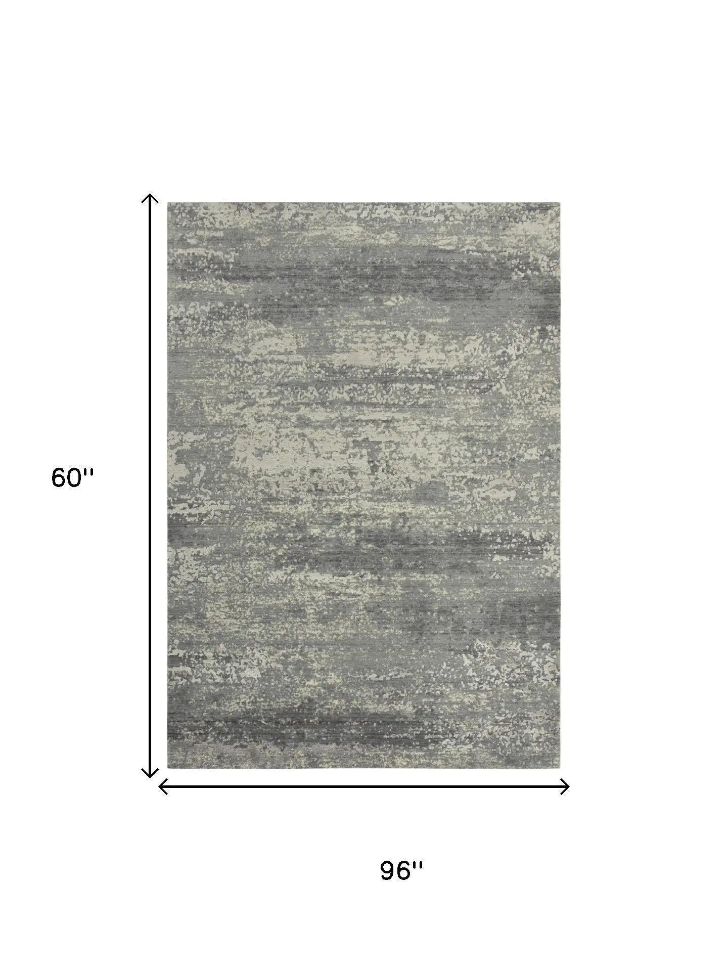 5' X 8' Gray And Ivory New Zealand Lambs Wool Abstract Hand Carved Handmade Area Rug Homeroots Home Decor