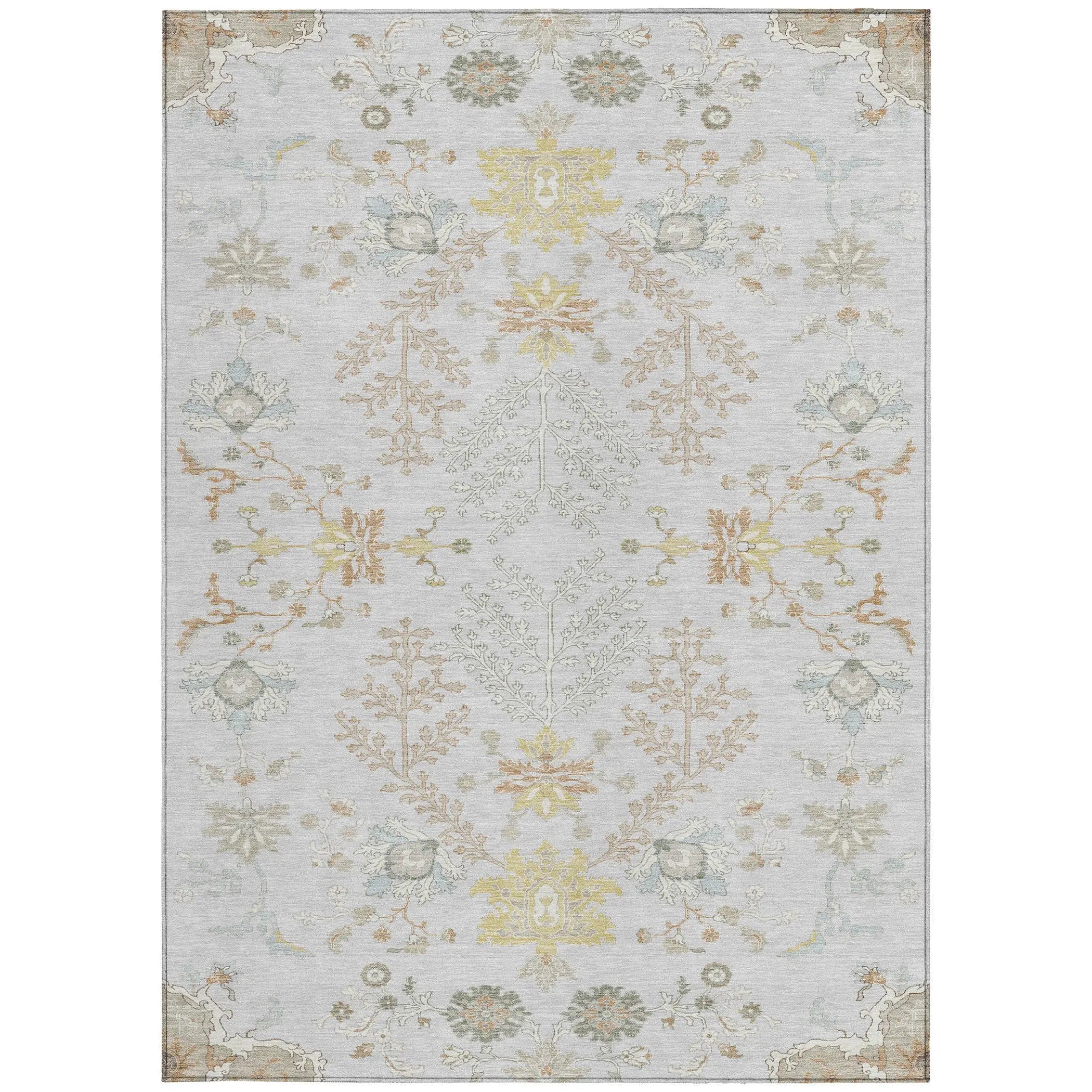 5' X 8' Gray And Ivory Oriental Washable Indoor Outdoor Area Rug Homeroots Outdoor