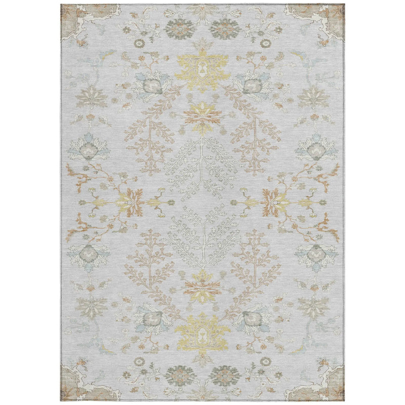 5' X 8' Gray And Ivory Oriental Washable Indoor Outdoor Area Rug Homeroots Outdoor