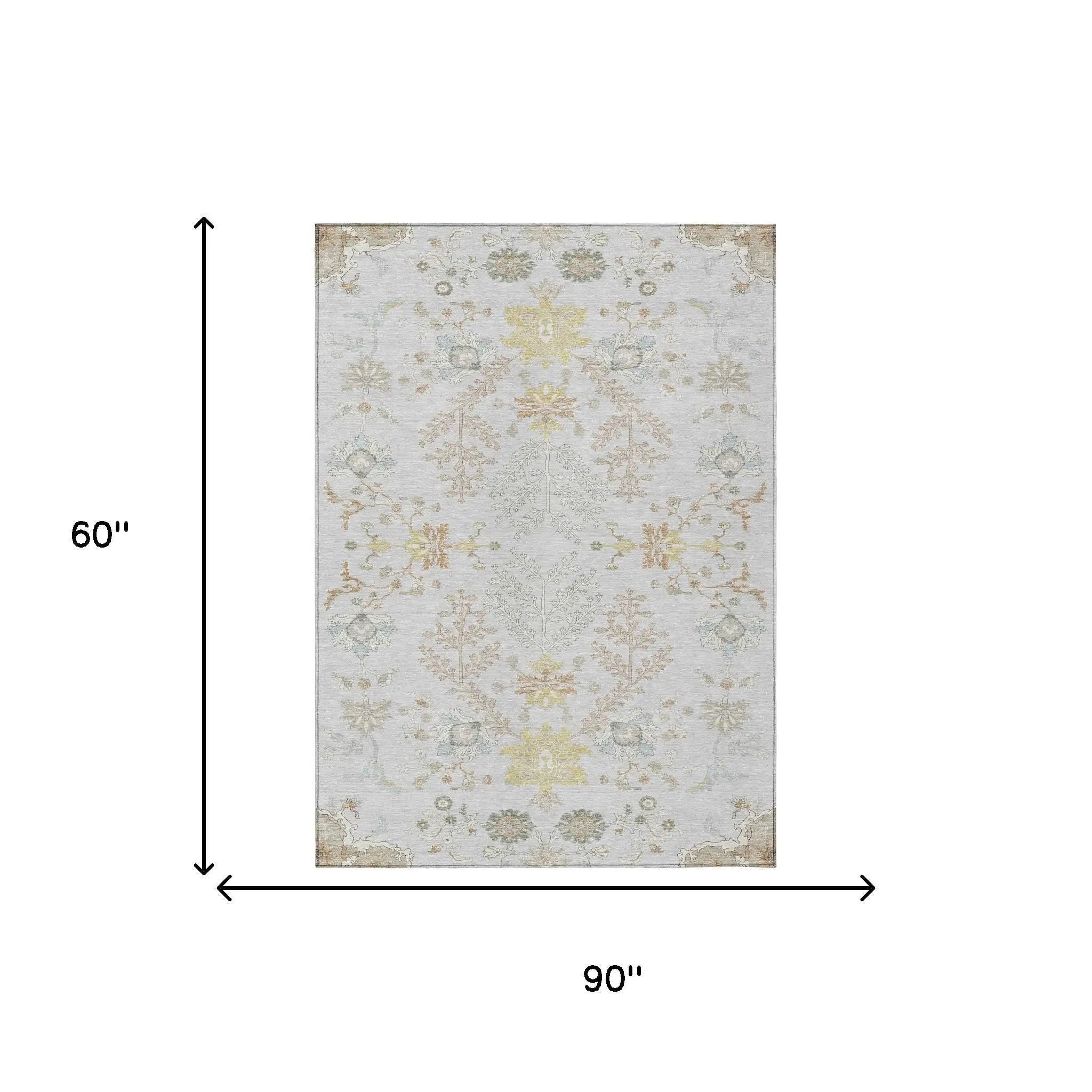 5' X 8' Gray And Ivory Oriental Washable Indoor Outdoor Area Rug Homeroots Outdoor