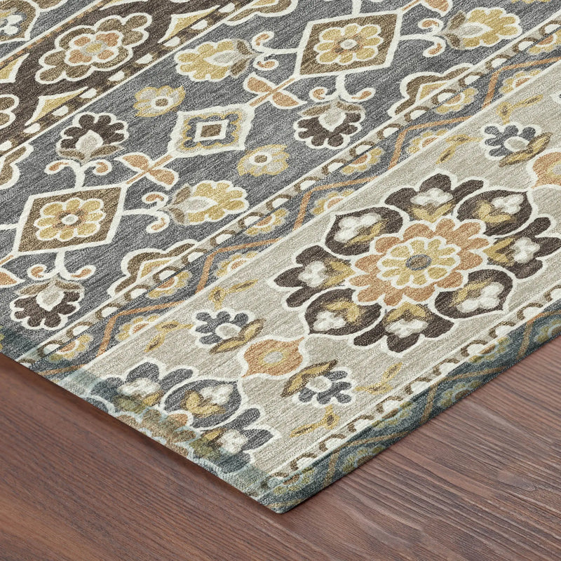 5' X 8' Gray And Ivory Tribal Washable Indoor Outdoor Area Rug Homeroots Outdoor