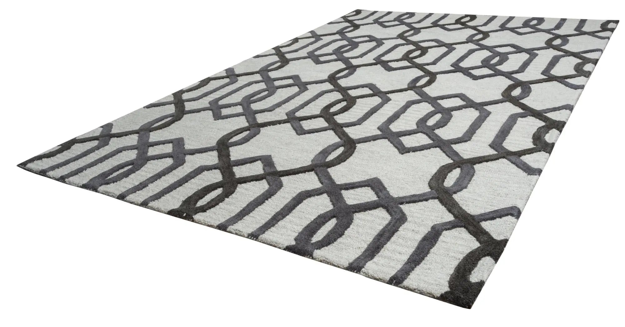 5' X 8' Gray And Ivory Wool Trellis Hand Tufted Area Rug Homeroots Home Decor