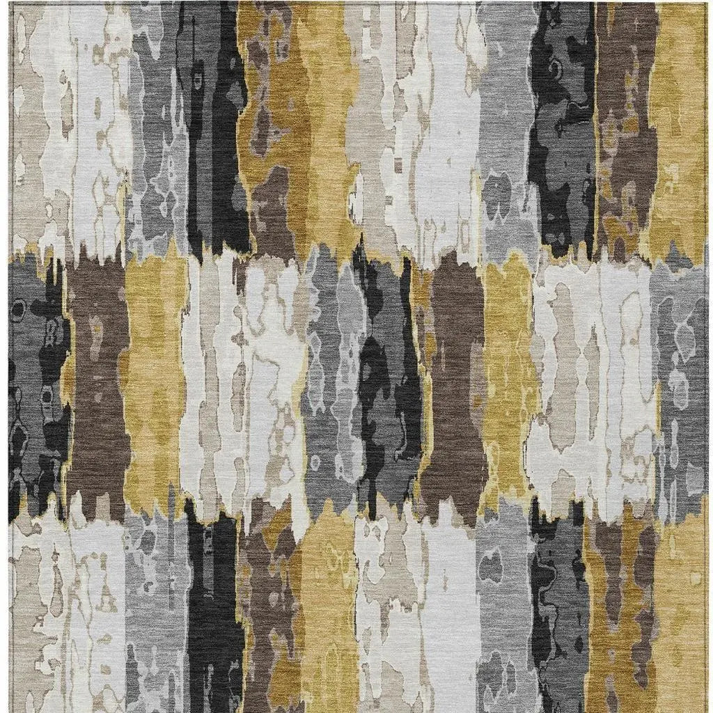 5' X 8' Gray And Linen Abstract Washable Indoor Outdoor Area Rug Homeroots Outdoor