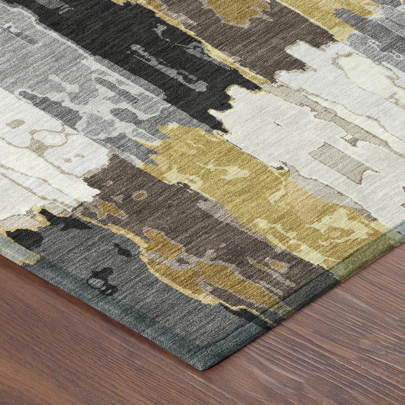 5' X 8' Gray And Linen Abstract Washable Indoor Outdoor Area Rug Homeroots Outdoor