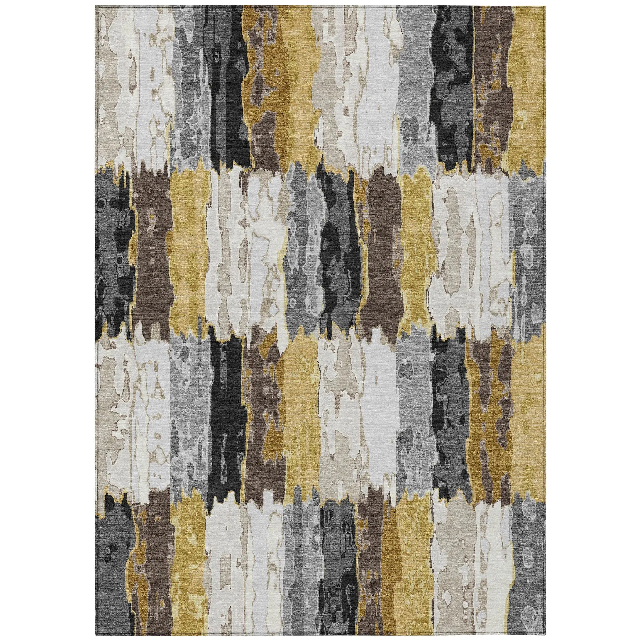 5' X 8' Gray And Linen Abstract Washable Indoor Outdoor Area Rug Homeroots Outdoor