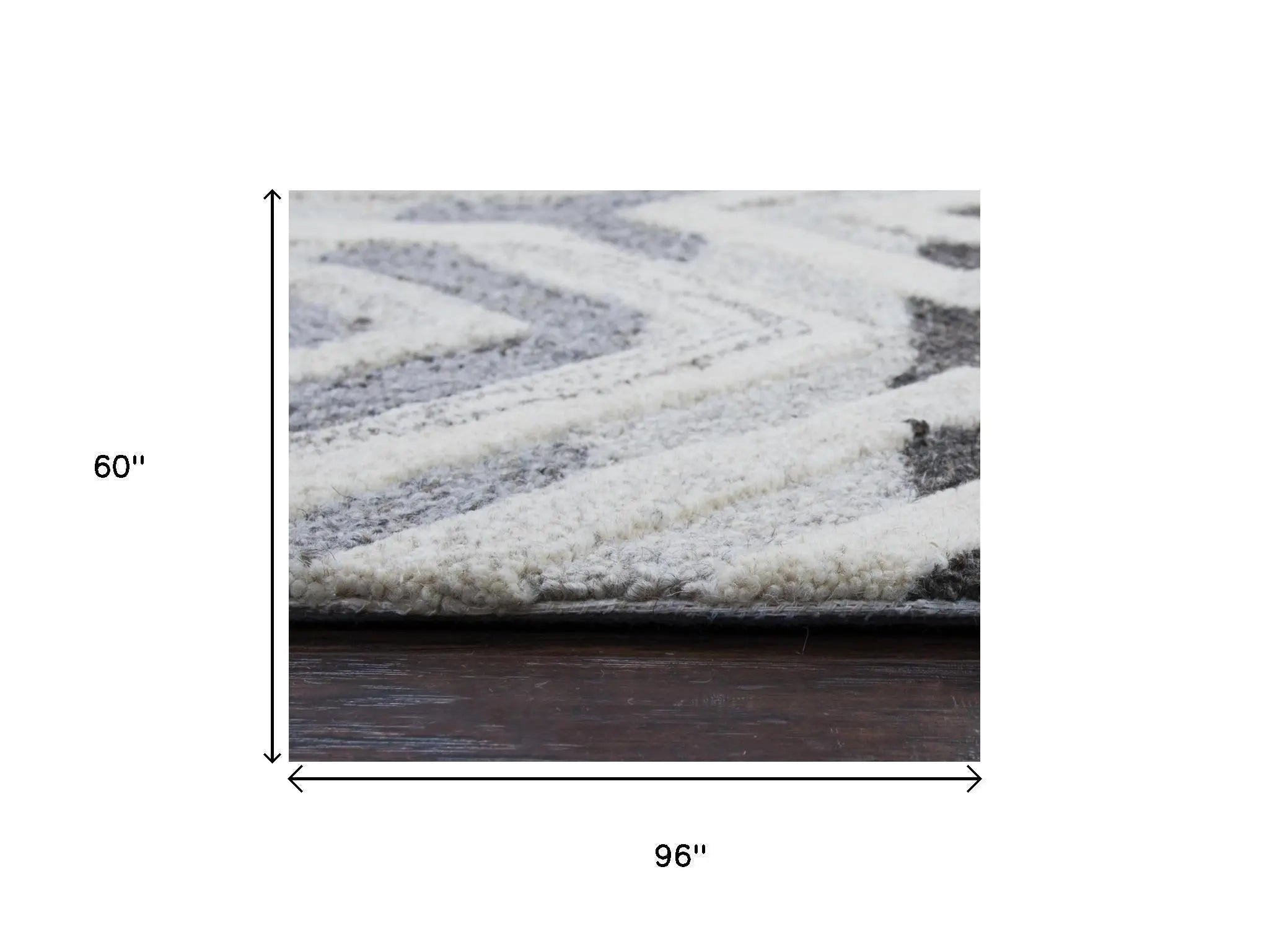 5' X 8' Gray And Natural Wool Geometric Hand Tufted Area Rug Homeroots Home Decor