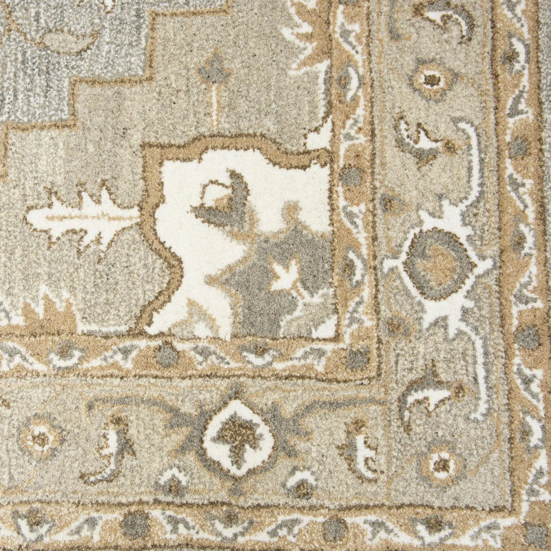 5' X 8' Gray And Natural Wool Medallion Hand Tufted Area Rug Homeroots Home Decor